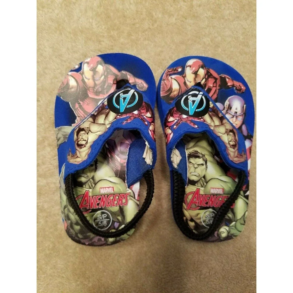 Marvel Avengers Toddler S/P 5 6 Flip Flops Iron Man Hulk Captain America Sandals